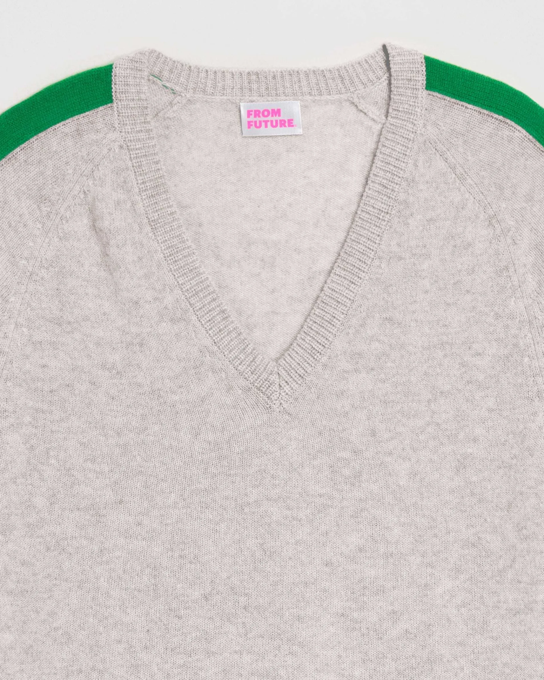Clearance FROM FUTURE Pull Col V Oversize Bandes Bicolore Leger