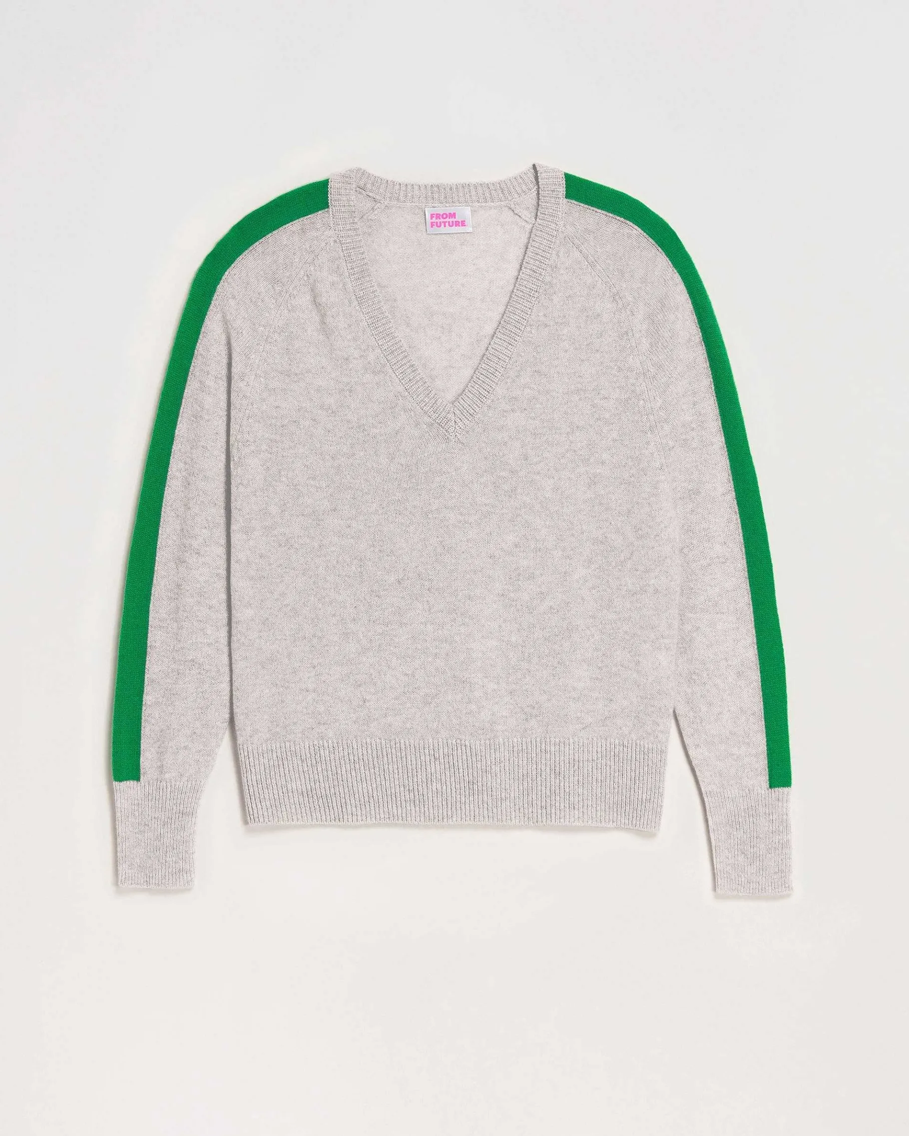 Clearance FROM FUTURE Pull Col V Oversize Bandes Bicolore Leger