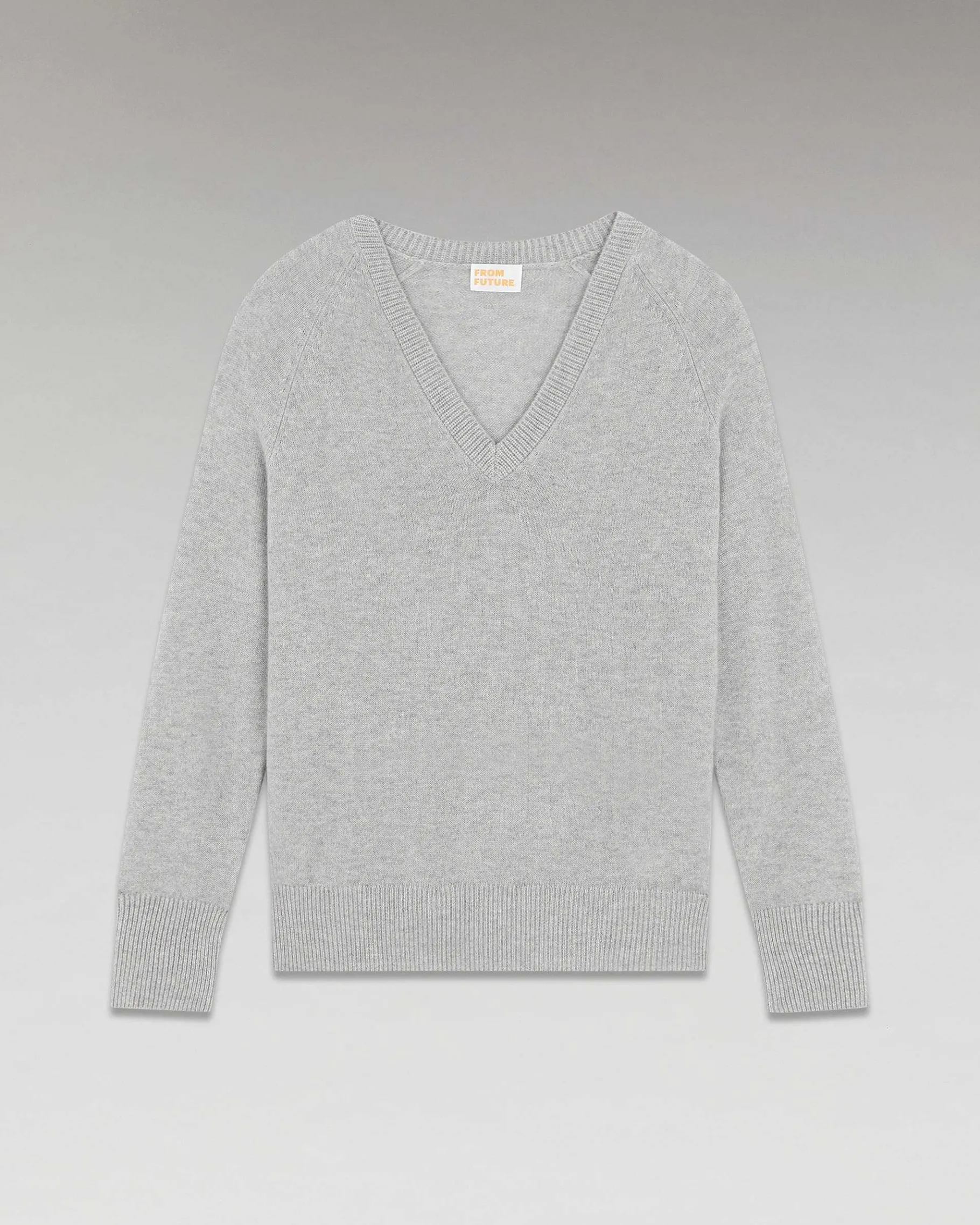 FROM FUTURE Pull Col V Oversize Leger Gris Chine Clair