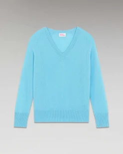 Best FROM FUTURE Pull Col V Oversize Leger Acid Blue