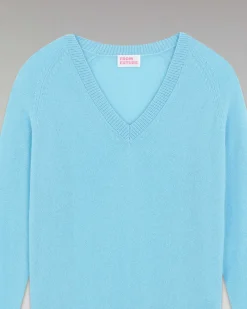 Best FROM FUTURE Pull Col V Oversize Leger Acid Blue