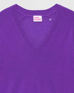 Best FROM FUTURE Pull Col V Oversize Leger Violet Fluo