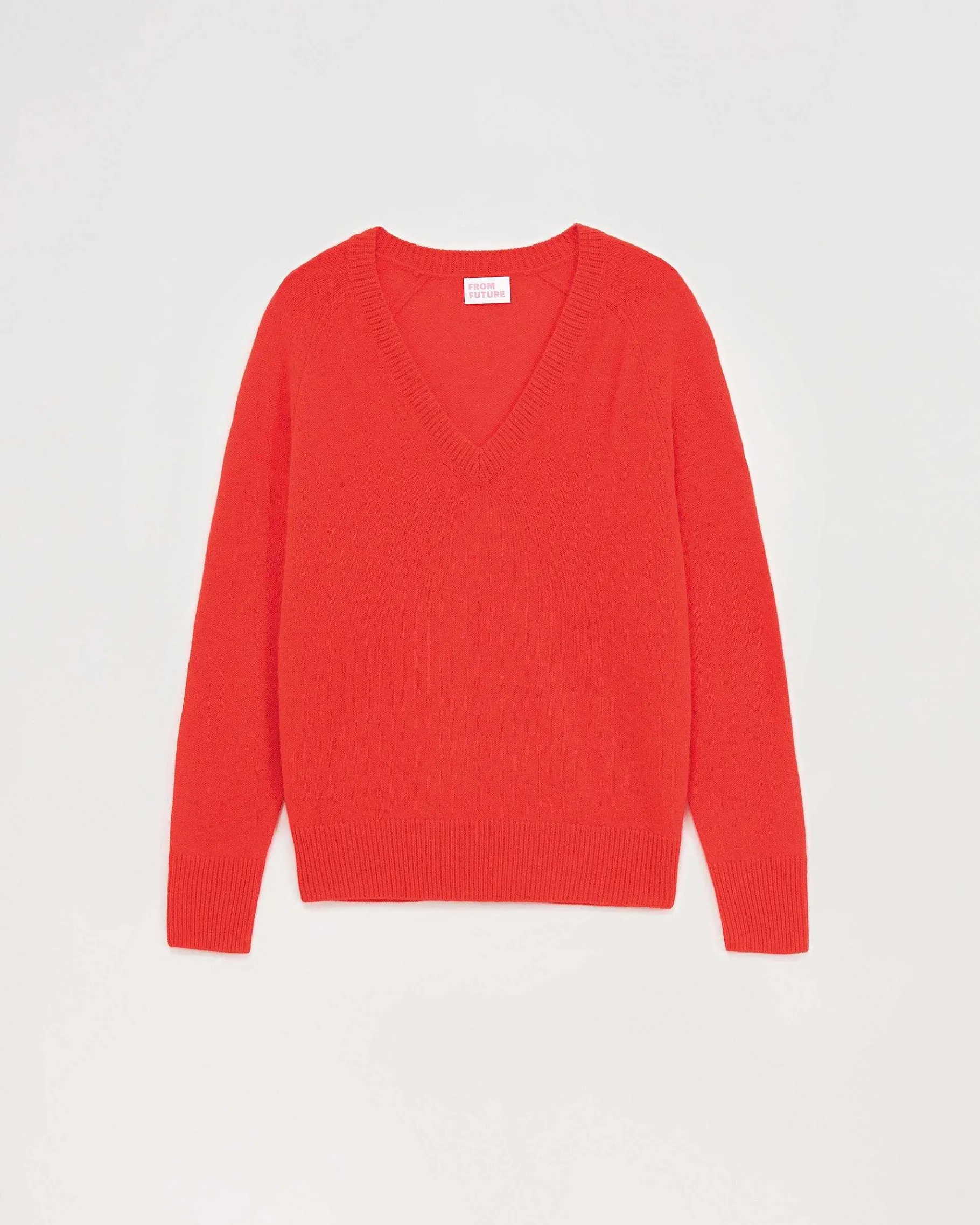 Outlet FROM FUTURE Pull Col V Oversize Leger Rouge Vif