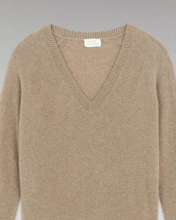 Sale FROM FUTURE Pull Col V Oversize Leger Taupe