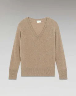 Sale FROM FUTURE Pull Col V Oversize Leger Taupe