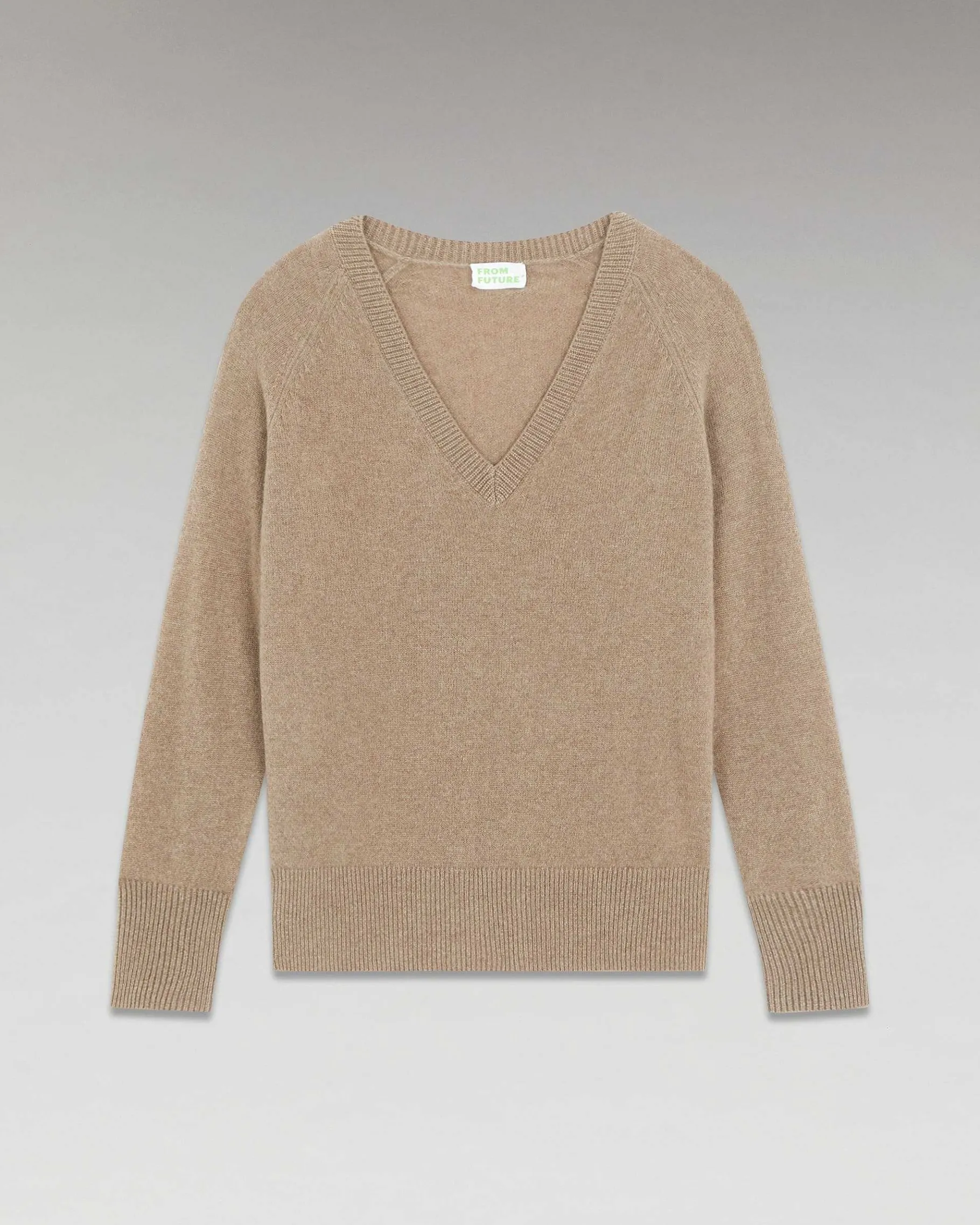 Sale FROM FUTURE Pull Col V Oversize Leger Taupe