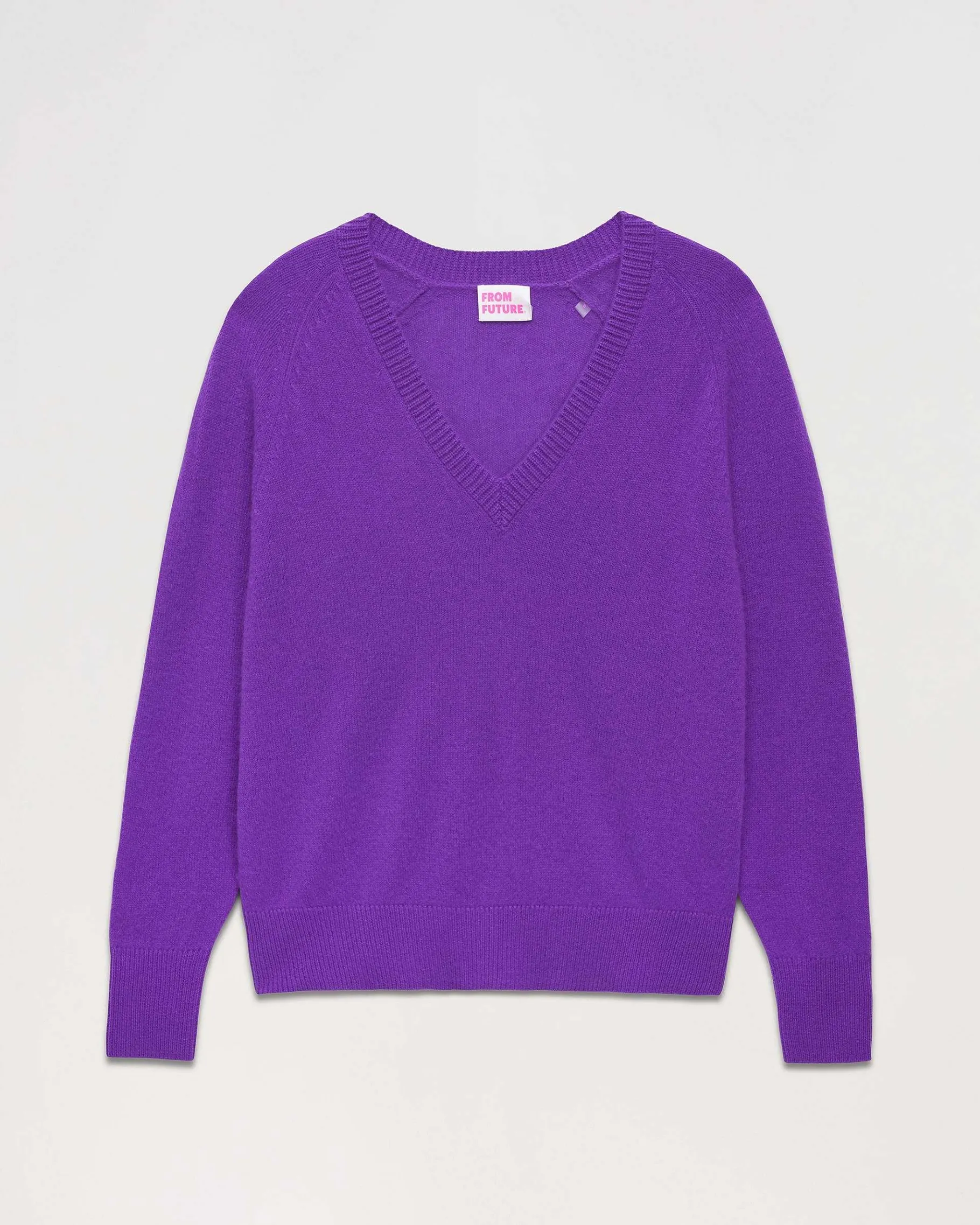 FROM FUTURE Pull Col V Oversize Leger Violet Fluo