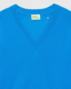 Clearance FROM FUTURE Pull Col V Oversize Leger Passion Blue