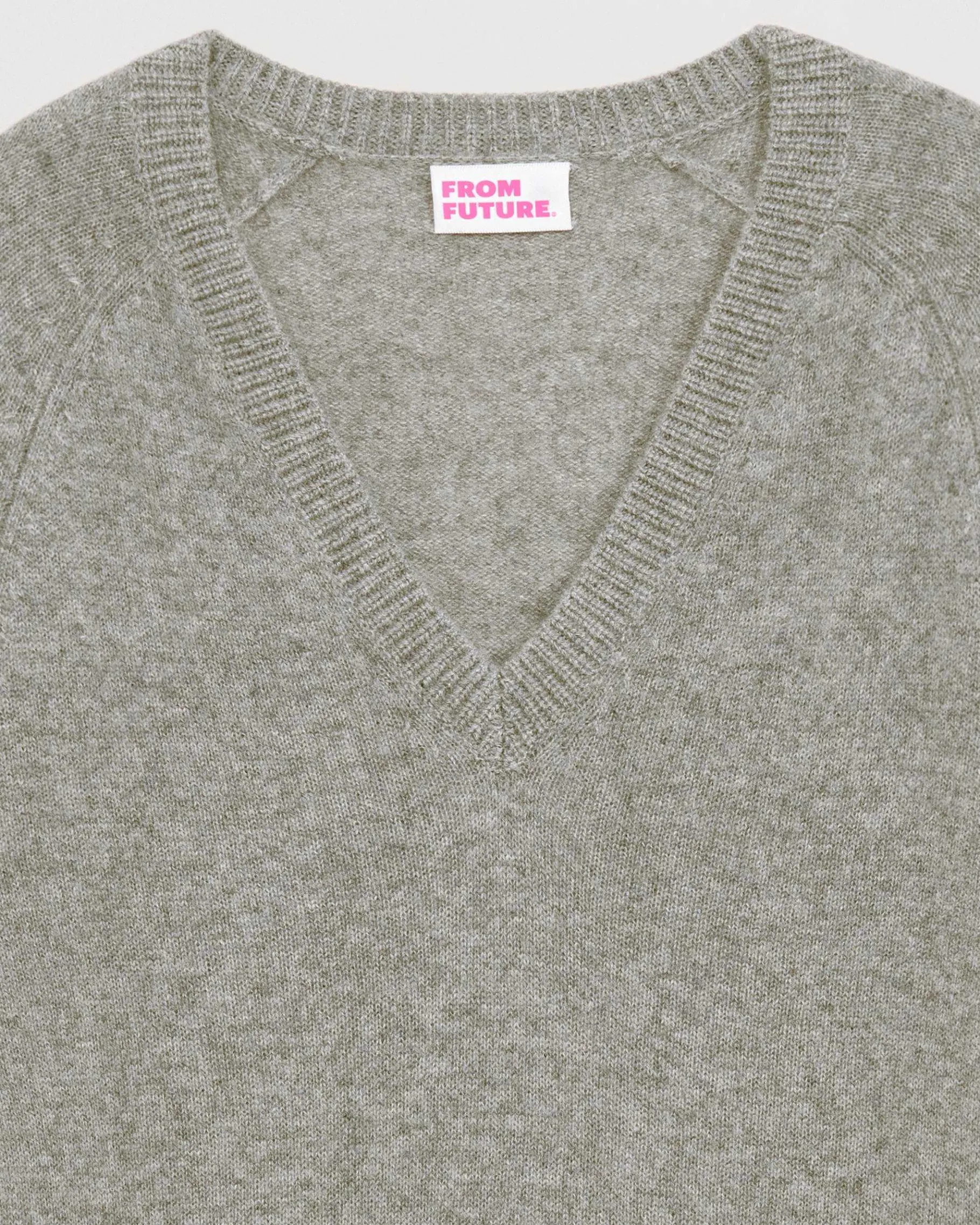 Clearance FROM FUTURE Pull Col V Oversize Leger Gris Chine Fonce