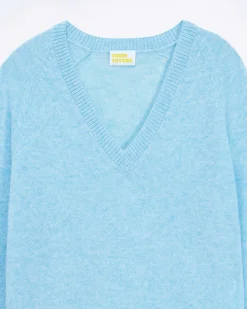 Clearance FROM FUTURE Pull Col V Oversize Light Acid Blue Mouline