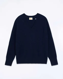 Clearance FROM FUTURE Pull Col V Oversize Light Navy Chine