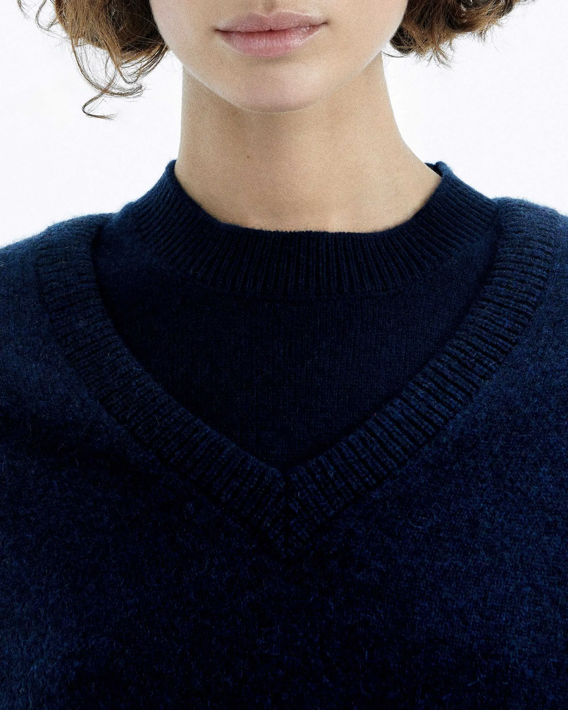 Clearance FROM FUTURE Pull Col V Oversize Light Navy Chine