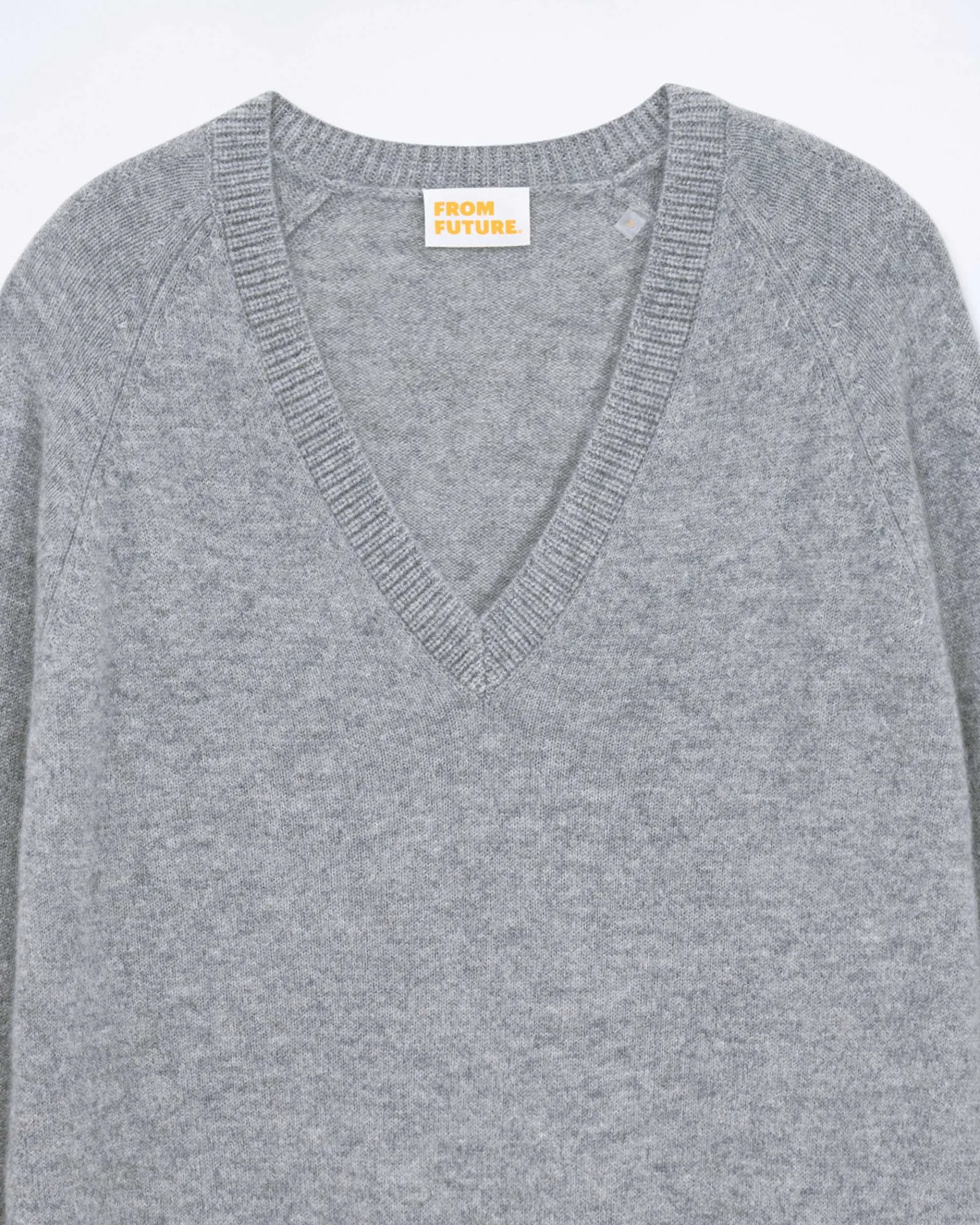 New FROM FUTURE Pull Col V Oversize Light Gris Chine Fonce