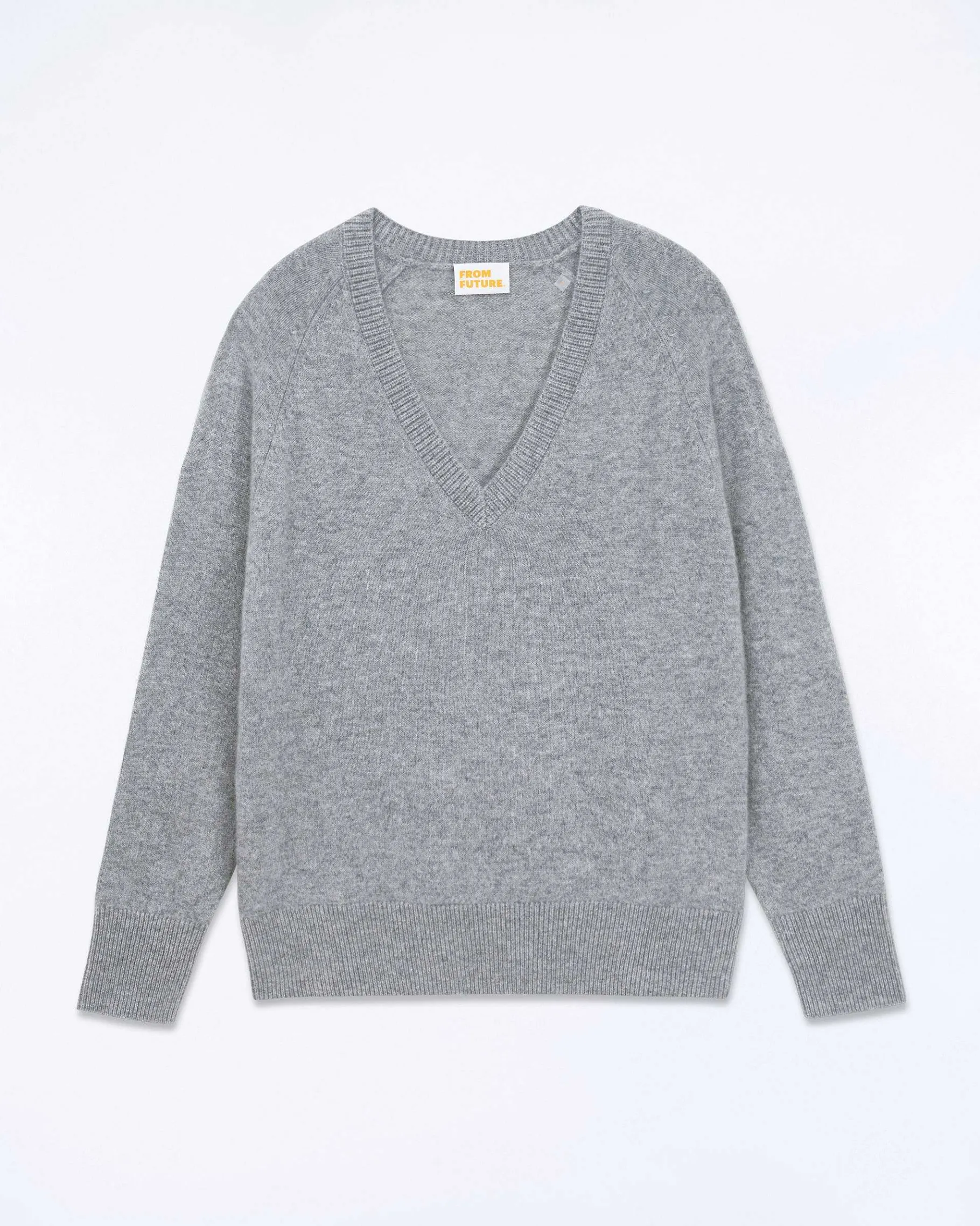 FROM FUTURE Pull Col V Oversize Light Gris Chine Fonce