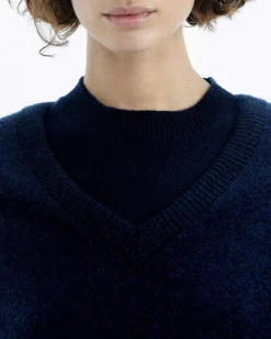 Best FROM FUTURE Pull Col V Oversize Light Navy Chine