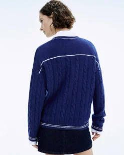 New FROM FUTURE Pull Col V Torsades Future College Blue