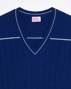 New FROM FUTURE Pull Col V Torsades Future College Blue