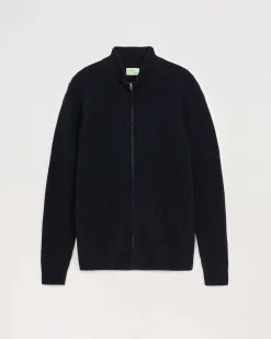 Outlet FROM FUTURE Pull Gilet A Cotes Zippe Navy