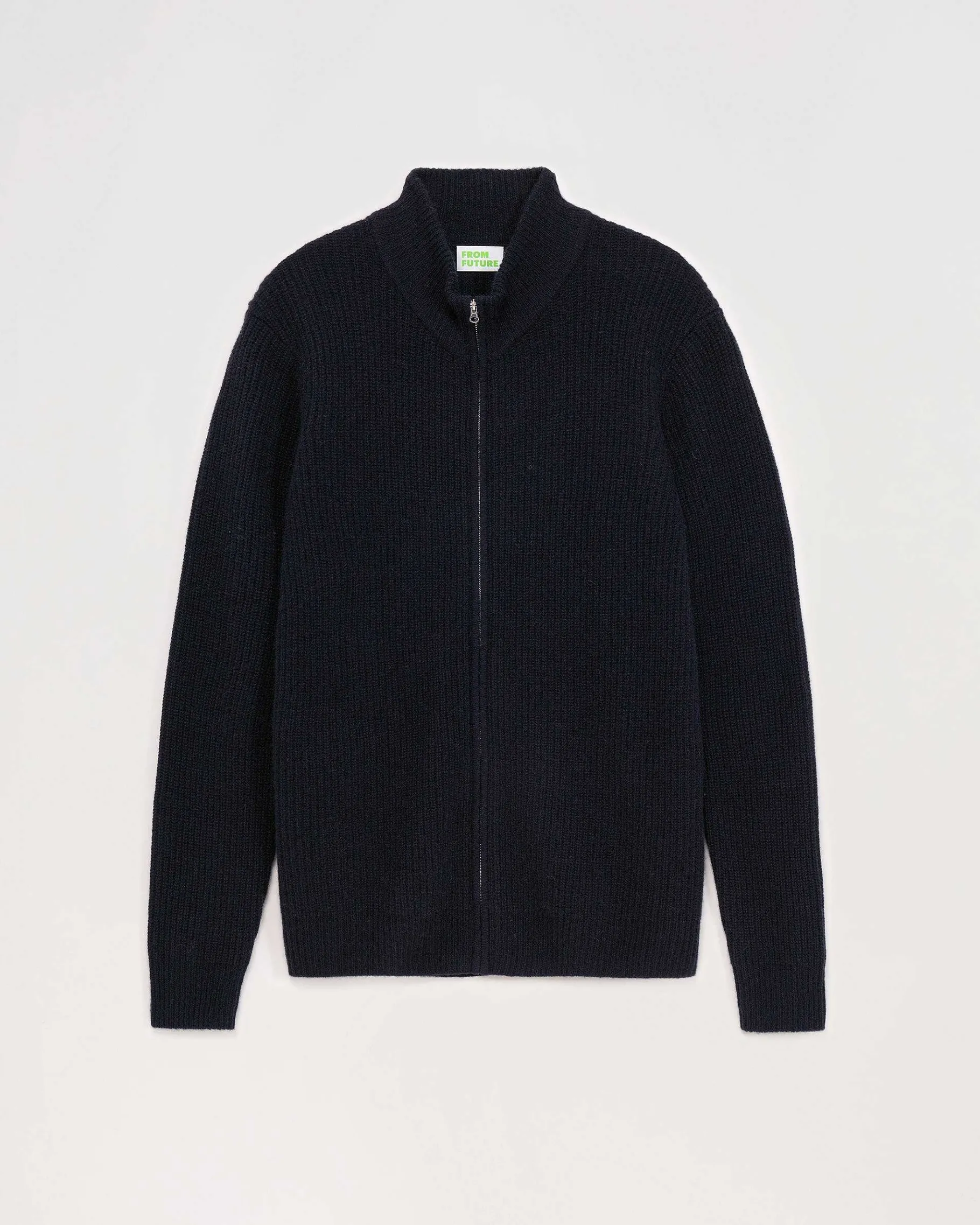 Outlet FROM FUTURE Pull Gilet A Cotes Zippe Navy
