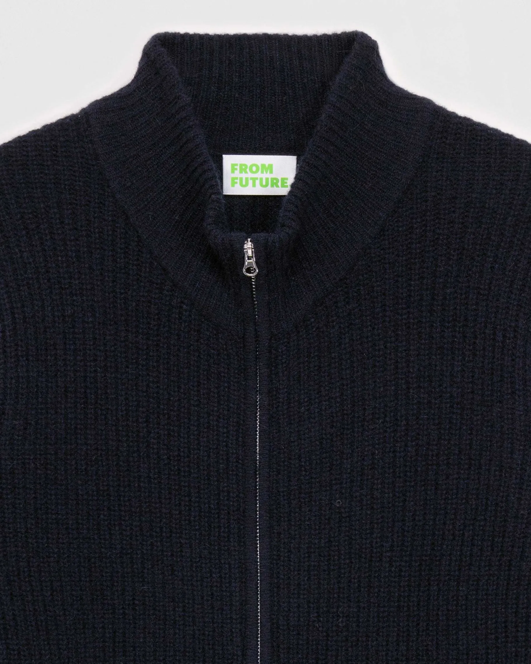 Outlet FROM FUTURE Pull Gilet A Cotes Zippe Navy