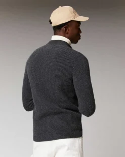 Clearance FROM FUTURE Pull Gilet A Cotes Zippe Taupe
