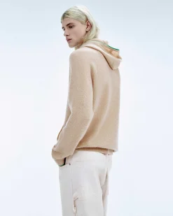 Discount FROM FUTURE Pull Hoodie A Poche Et Liserets Contrastes Beige Chine