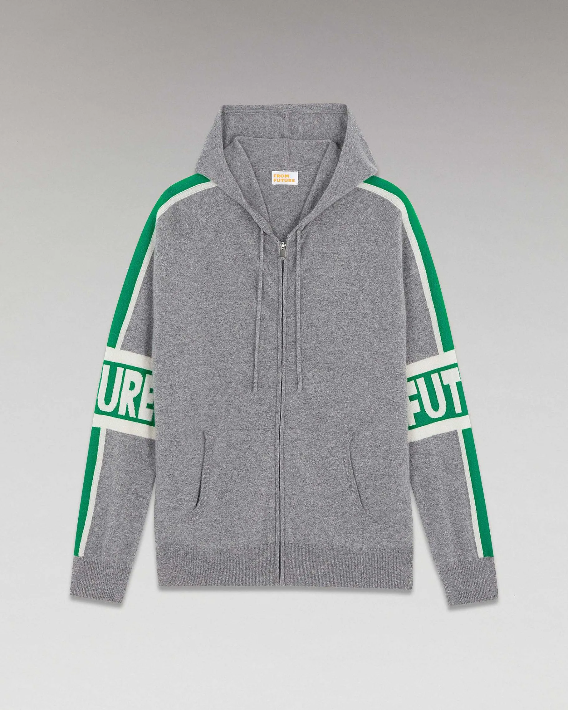 FROM FUTURE Pull Hoodie Bandes Bicolore Future Gris Chine Fonce