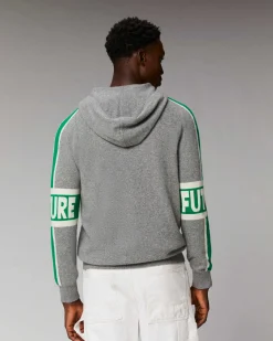FROM FUTURE Pull Hoodie Bandes Bicolore Future Gris Chine Fonce