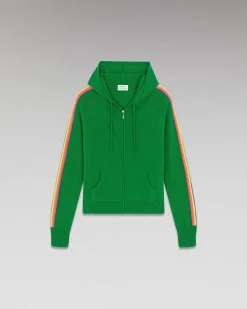 Hot FROM FUTURE Pull Hoodie Bandes Manches Multico Leger Vert Gazon
