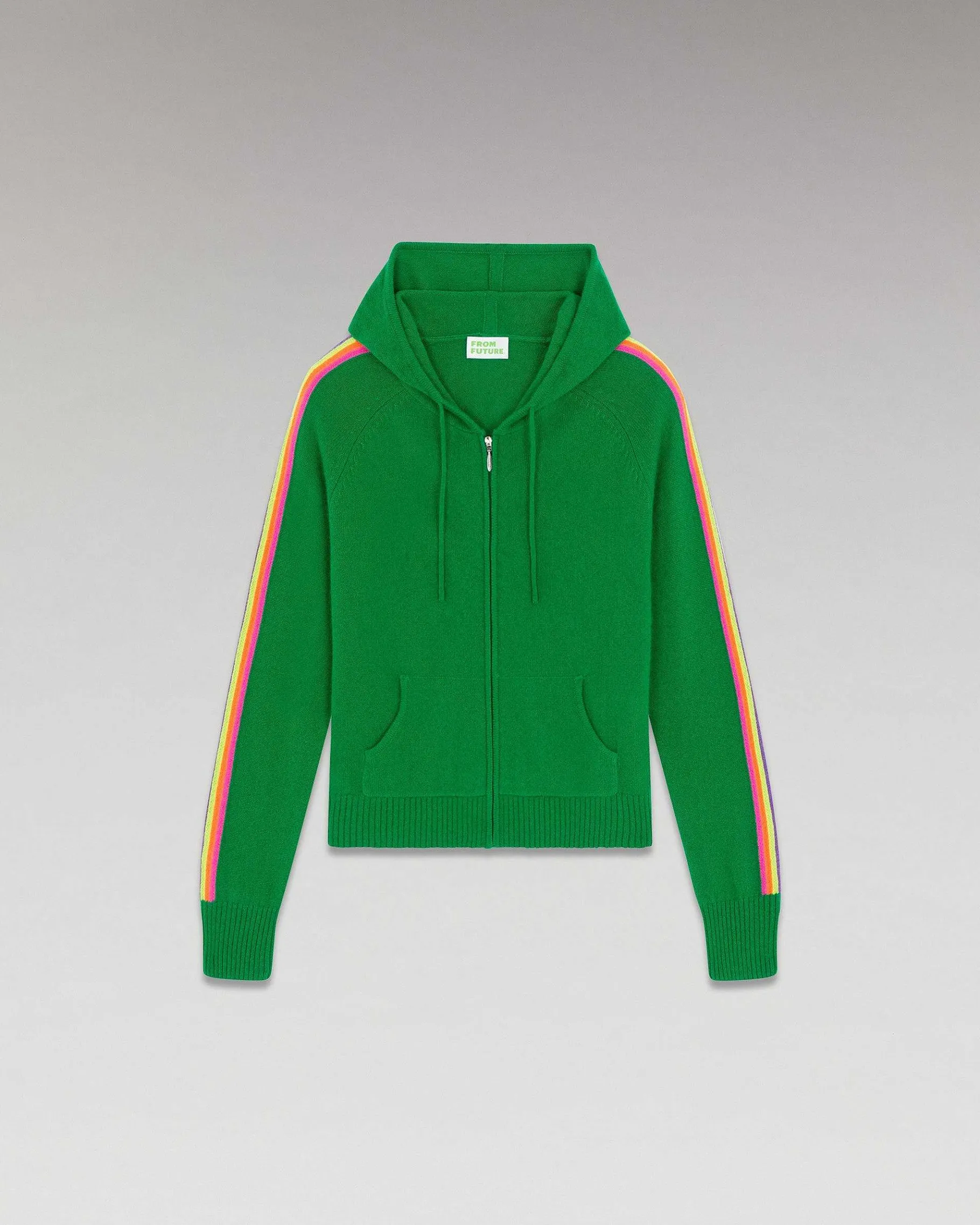 Hot FROM FUTURE Pull Hoodie Bandes Manches Multico Leger Vert Gazon