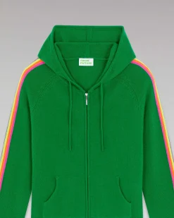 Hot FROM FUTURE Pull Hoodie Bandes Manches Multico Leger Vert Gazon