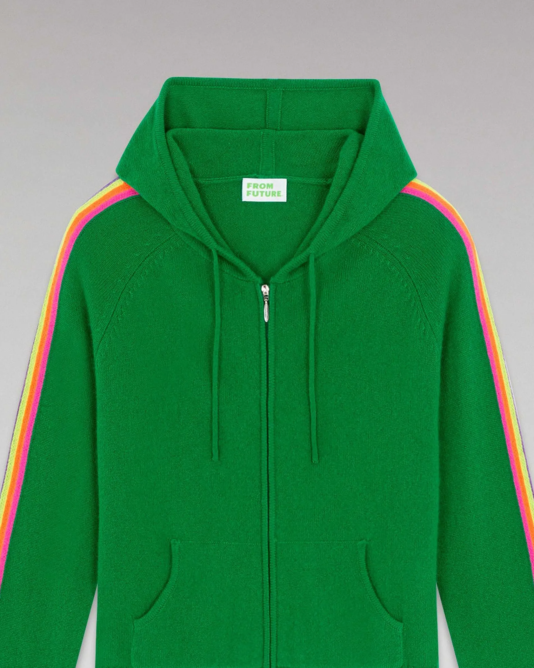 Hot FROM FUTURE Pull Hoodie Bandes Manches Multico Leger Vert Gazon