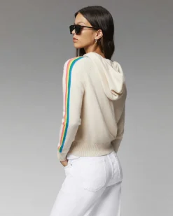 New FROM FUTURE Pull Hoodie Bandes Manches Multico Leger Sable