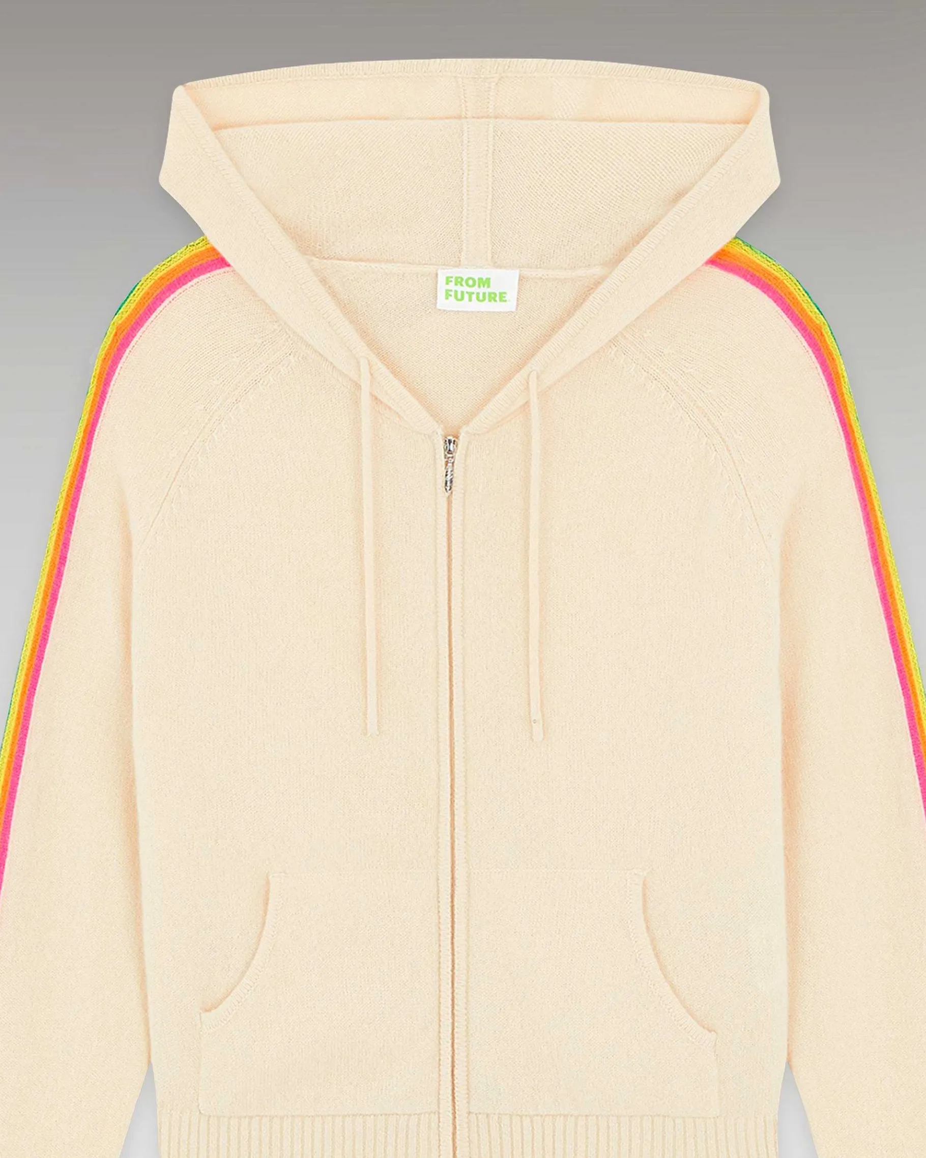 New FROM FUTURE Pull Hoodie Bandes Manches Multico Leger Sable