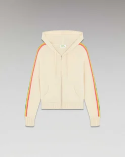 New FROM FUTURE Pull Hoodie Bandes Manches Multico Leger Sable