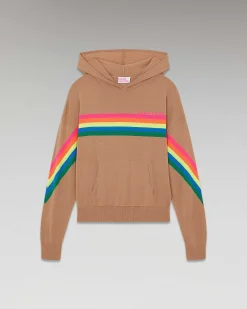 Discount FROM FUTURE Pull Hoodie Bandes Multico Camel