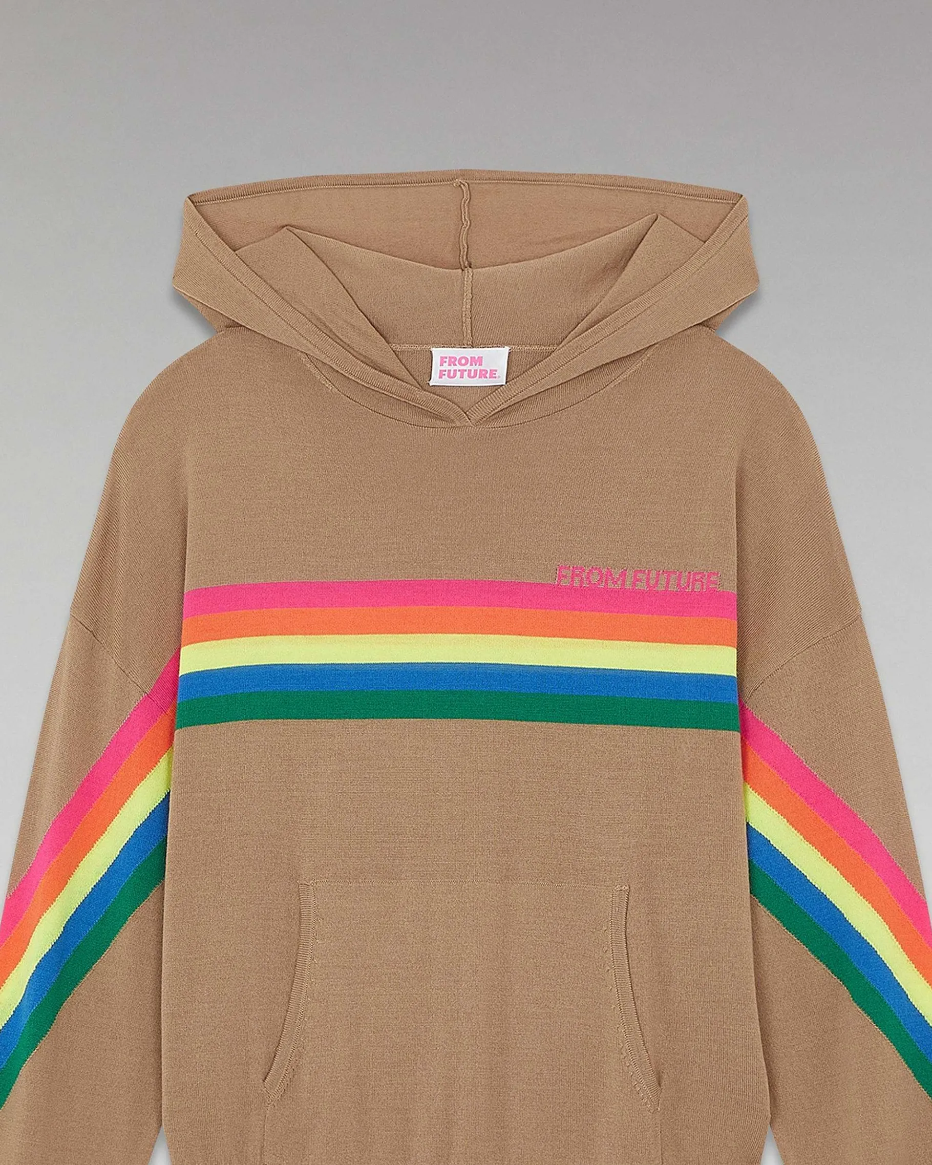 Discount FROM FUTURE Pull Hoodie Bandes Multico Camel