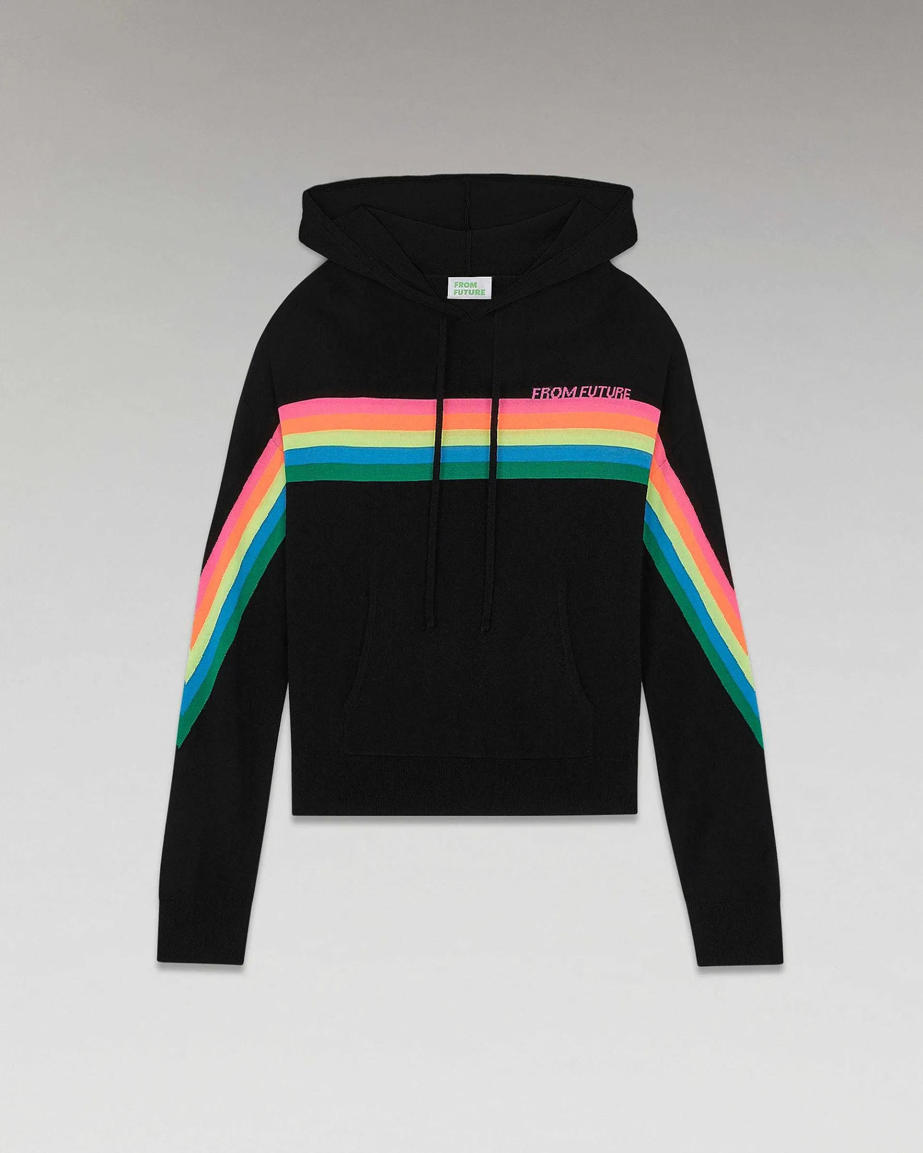 Online FROM FUTURE Pull Hoodie Bandes Multico Noir