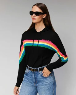 Online FROM FUTURE Pull Hoodie Bandes Multico Noir