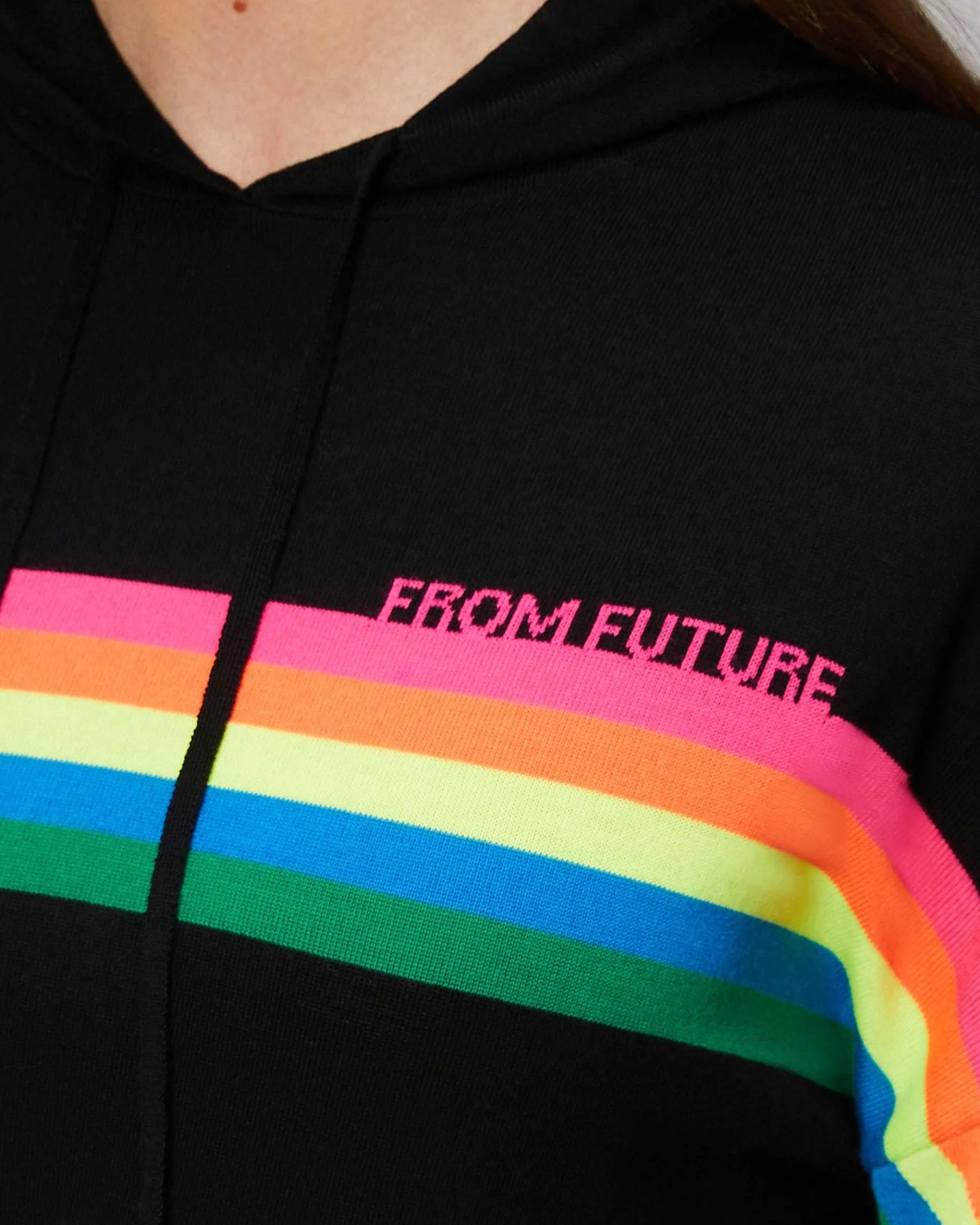 Online FROM FUTURE Pull Hoodie Bandes Multico Noir