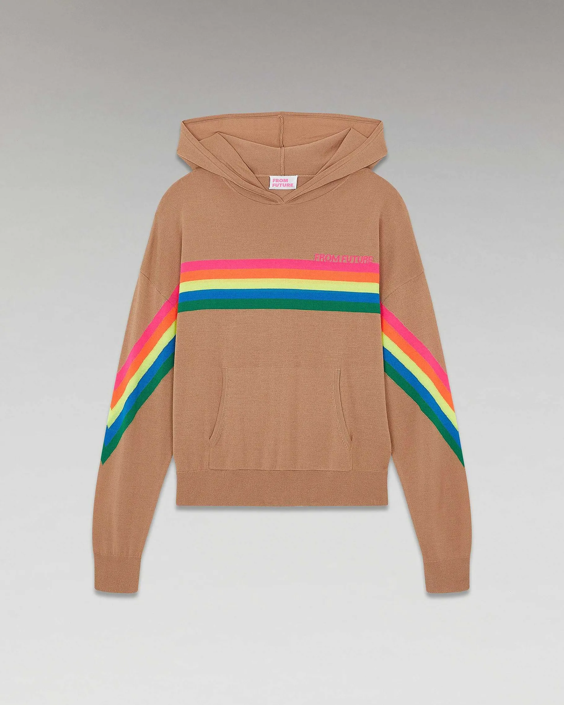 Online FROM FUTURE Pull Hoodie Bandes Multico Camel