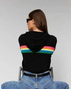 New FROM FUTURE Pull Hoodie Bandes Multico Noir