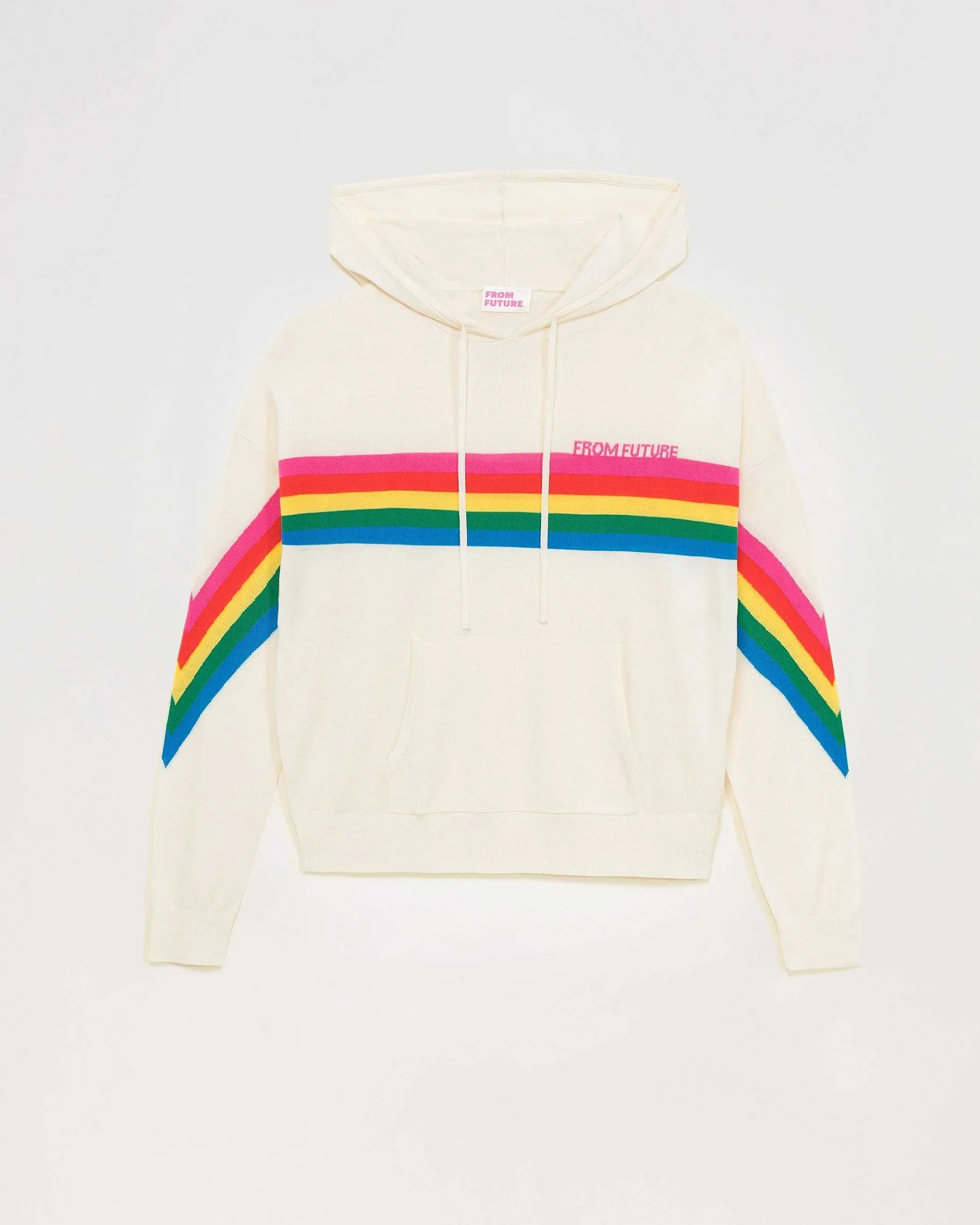 Online FROM FUTURE Pull Hoodie Bandes Multicolore Ecru