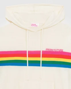 Online FROM FUTURE Pull Hoodie Bandes Multicolore Ecru