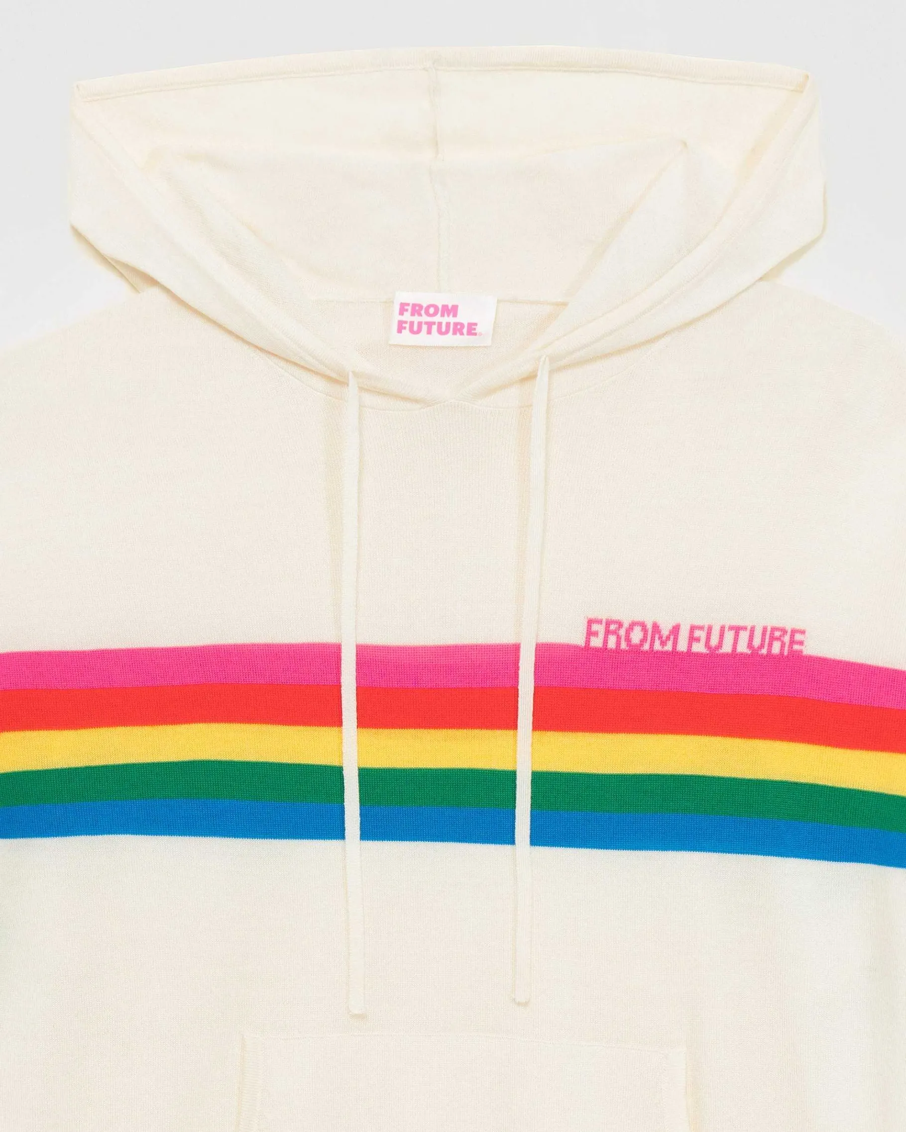 Online FROM FUTURE Pull Hoodie Bandes Multicolore Ecru