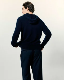 New FROM FUTURE Pull Hoodie Coeur Brode Navy