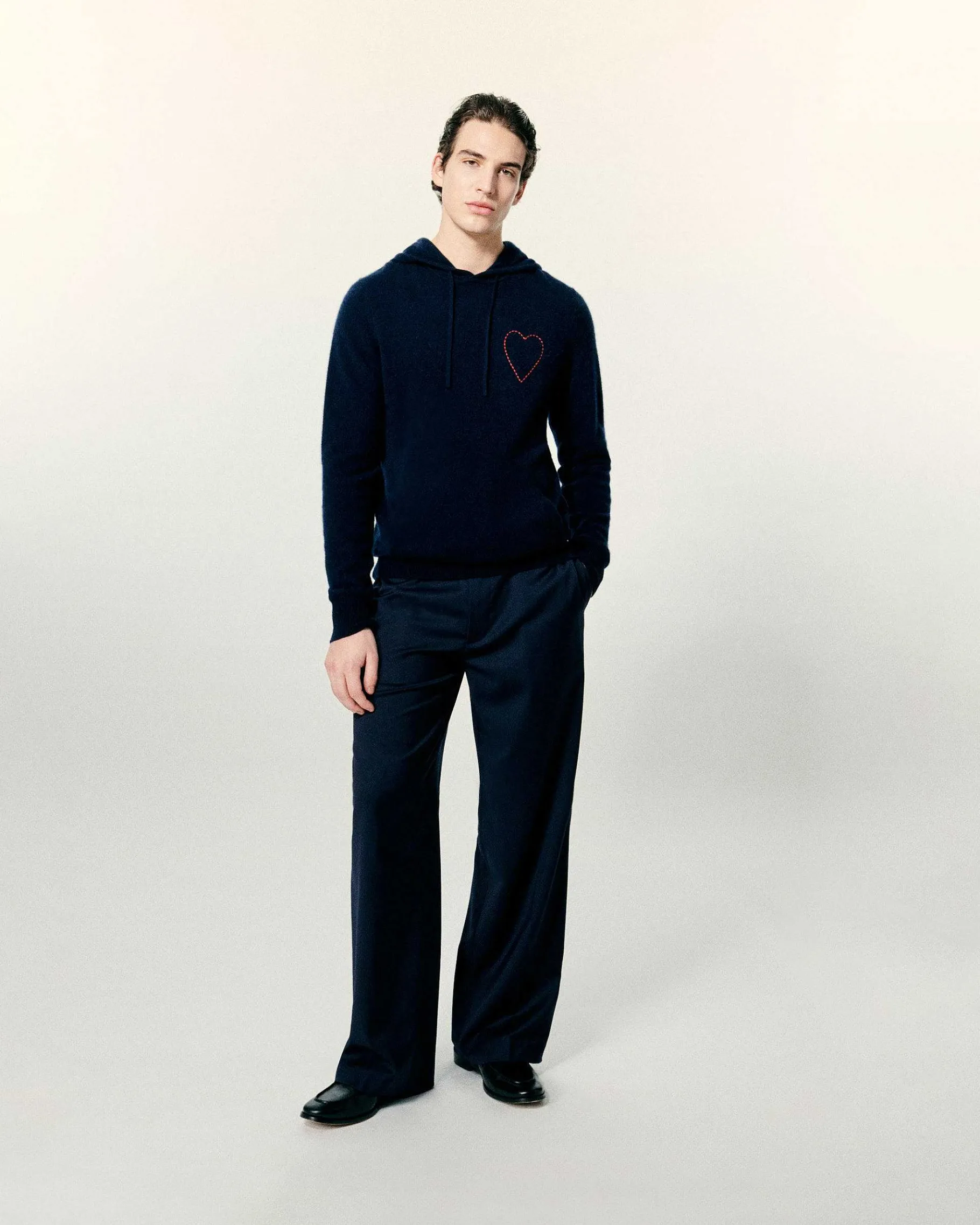 Hot FROM FUTURE Pull Hoodie Coeur Brode Navy
