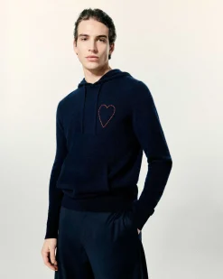 Hot FROM FUTURE Pull Hoodie Coeur Brode Navy