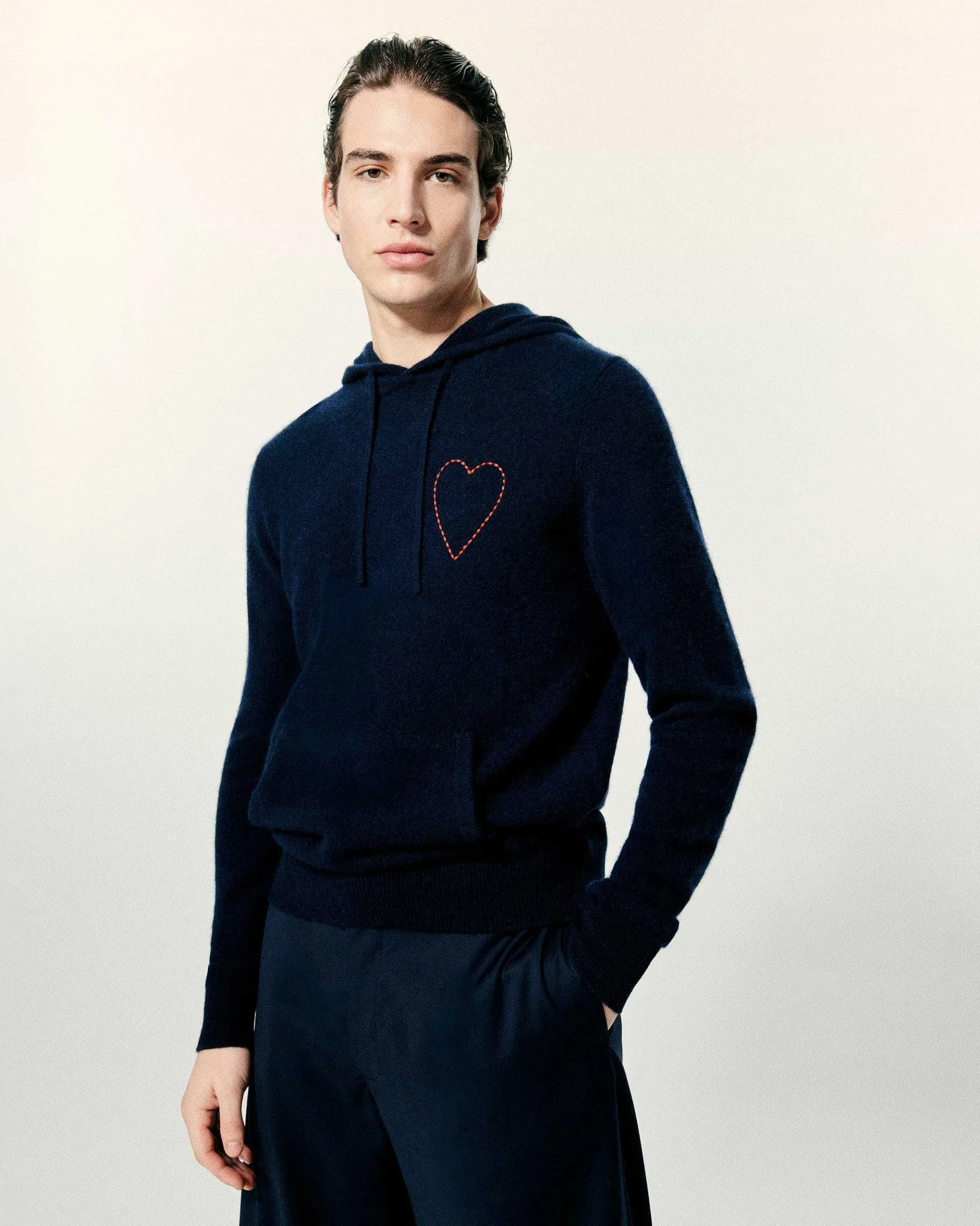 Hot FROM FUTURE Pull Hoodie Coeur Brode Navy