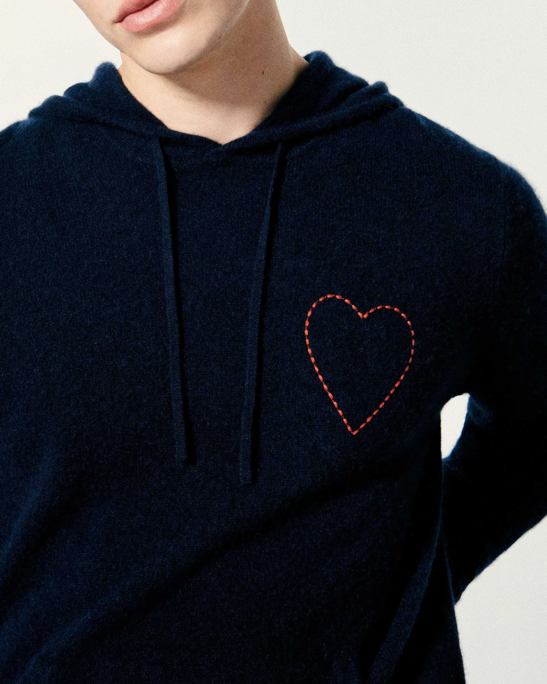 Hot FROM FUTURE Pull Hoodie Coeur Brode Navy